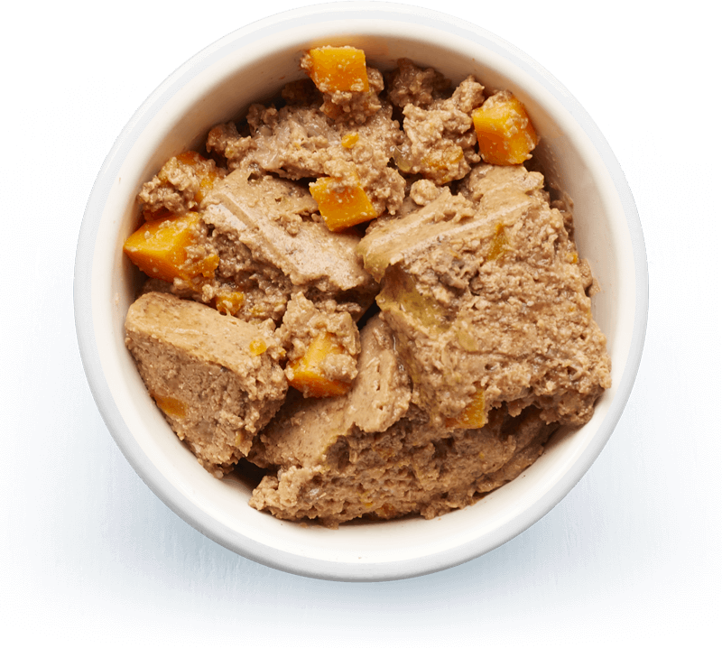 An image of Tails wet food. Country terrine with rabbit & carrots.